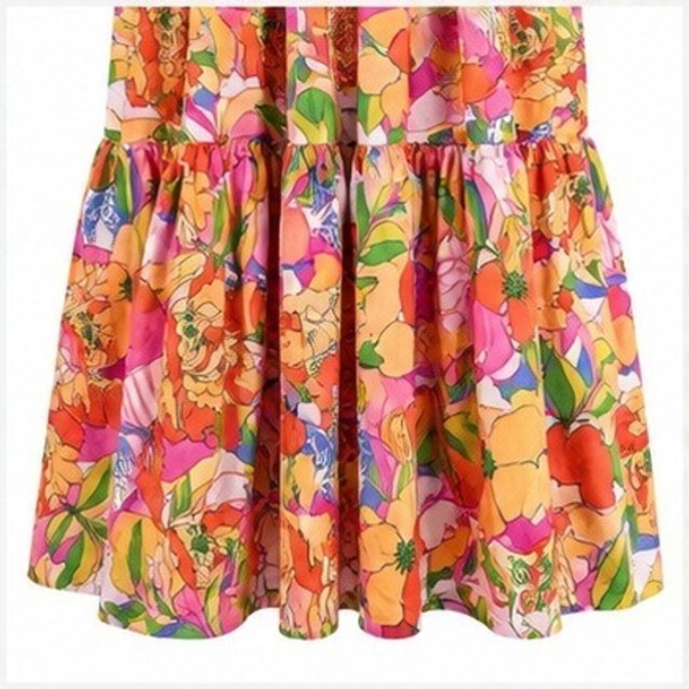 Fate Floral Midi Resort Dress Small Tie Shoulder 100% Cotton Beaded Tassel Boho - Picture 4 of 8